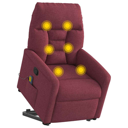 vidaXL Massagesessel mit Aufstehhilfe Weinrot Stoff