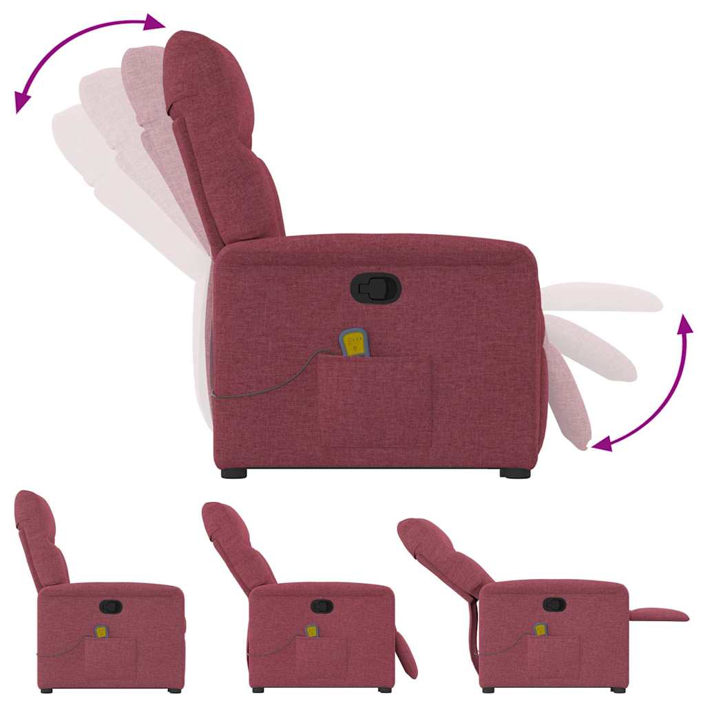 vidaXL Massagesessel mit Aufstehhilfe Weinrot Stoff