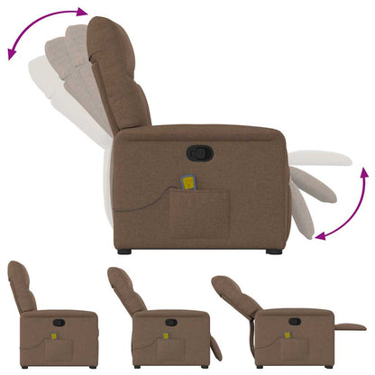 vidaXL Massagesessel mit Aufstehhilfe Braun Stoff