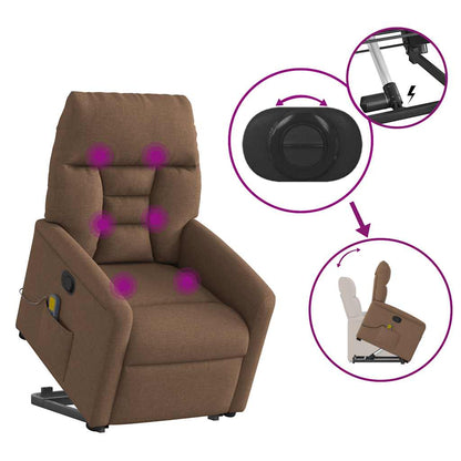 vidaXL Massagesessel mit Aufstehhilfe Braun Stoff