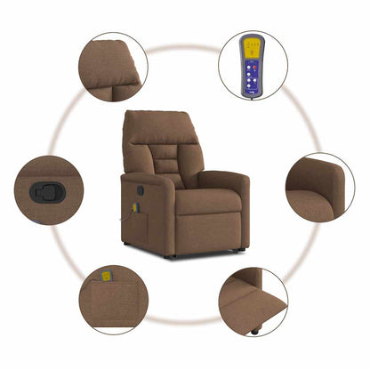 vidaXL Massagesessel mit Aufstehhilfe Braun Stoff