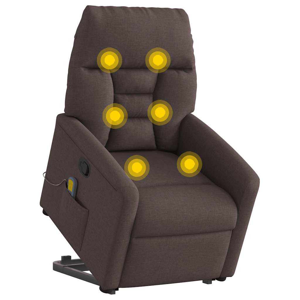 vidaXL Massagesessel mit Aufstehhilfe Dunkelbraun Stoff