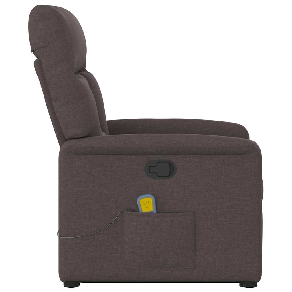 vidaXL Massagesessel mit Aufstehhilfe Dunkelbraun Stoff