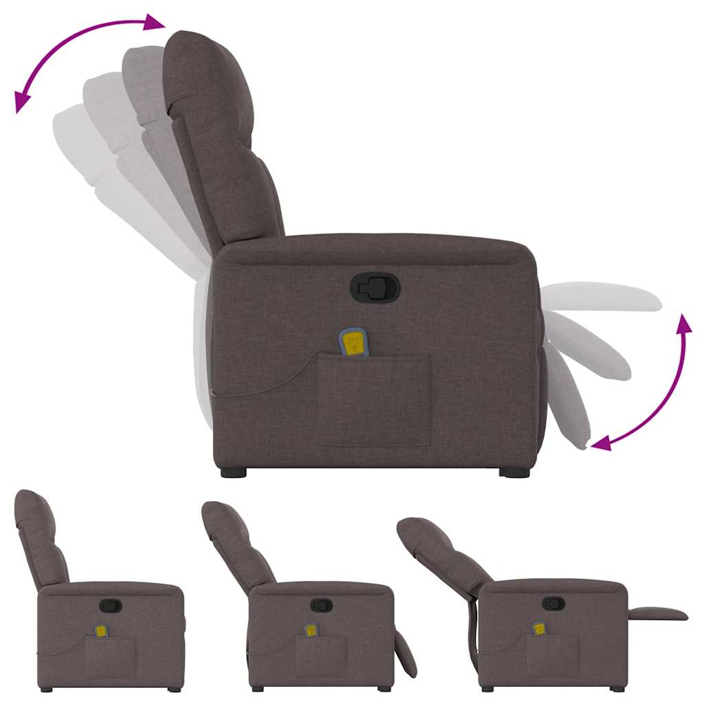 vidaXL Massagesessel mit Aufstehhilfe Dunkelbraun Stoff