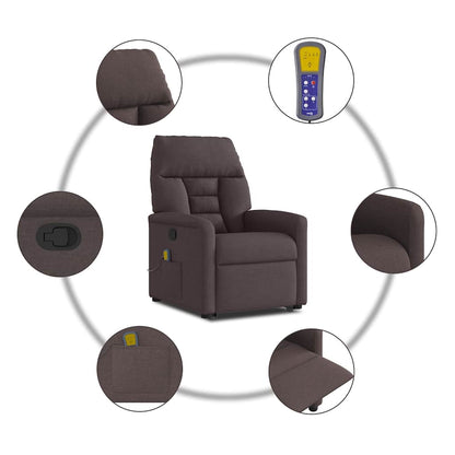 vidaXL Massagesessel mit Aufstehhilfe Dunkelbraun Stoff
