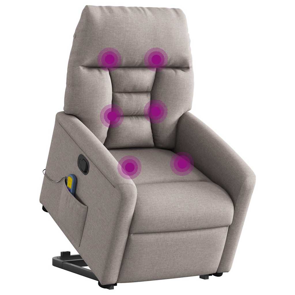 vidaXL Massagesessel mit Aufstehhilfe Taupe Stoff