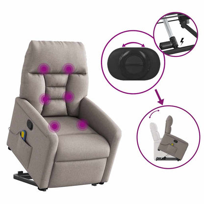 vidaXL Massagesessel mit Aufstehhilfe Taupe Stoff