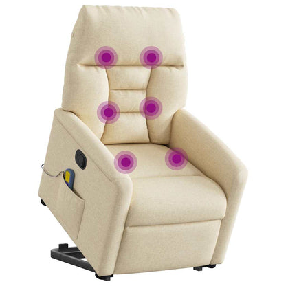 vidaXL Massagesessel mit Aufstehhilfe Creme Stoff