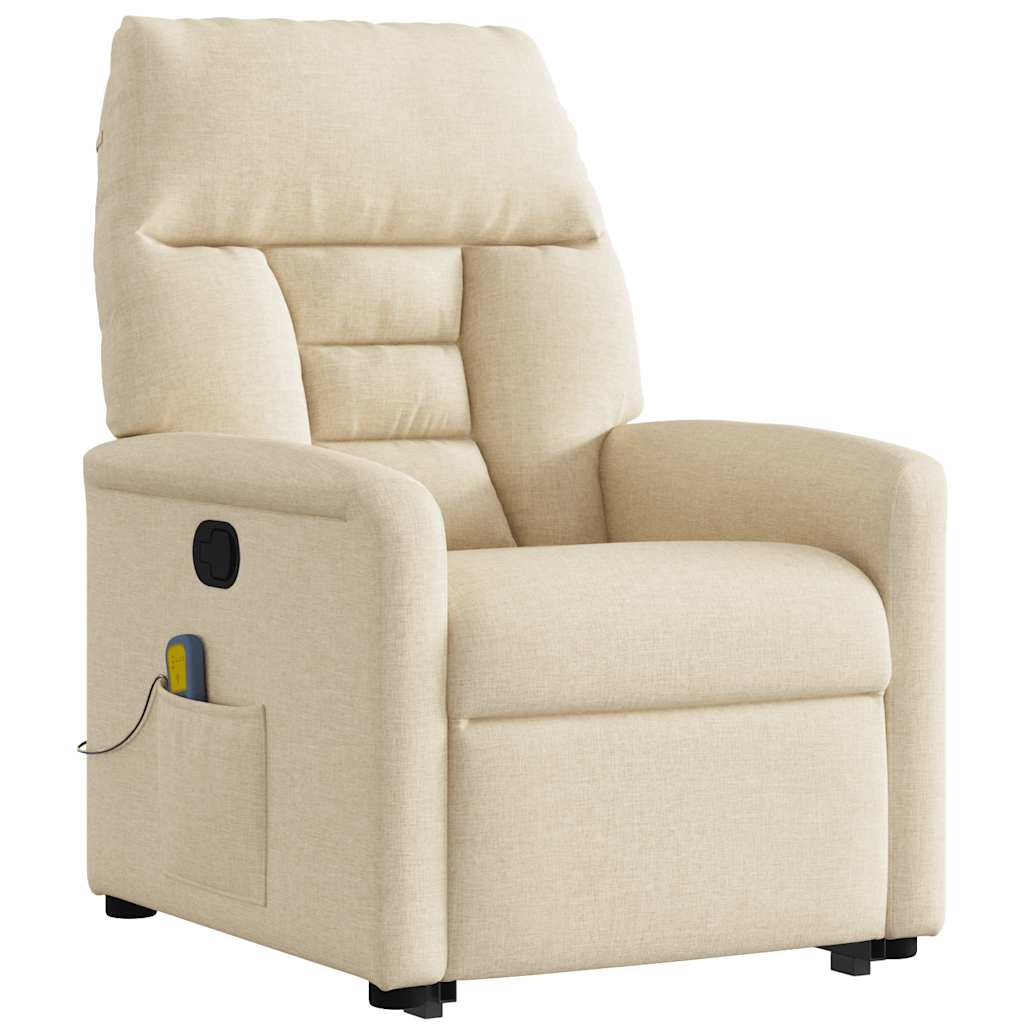 vidaXL Massagesessel mit Aufstehhilfe Creme Stoff