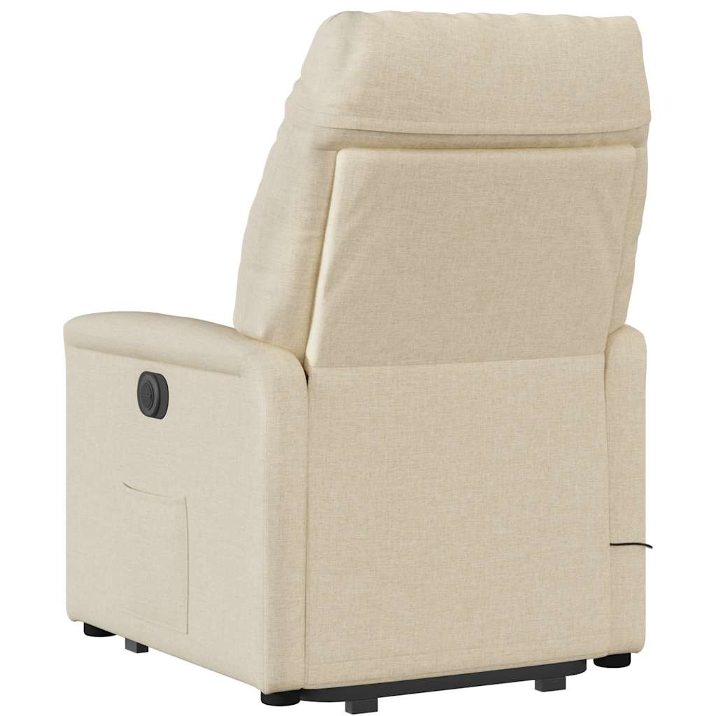 vidaXL Massagesessel mit Aufstehhilfe Creme Stoff