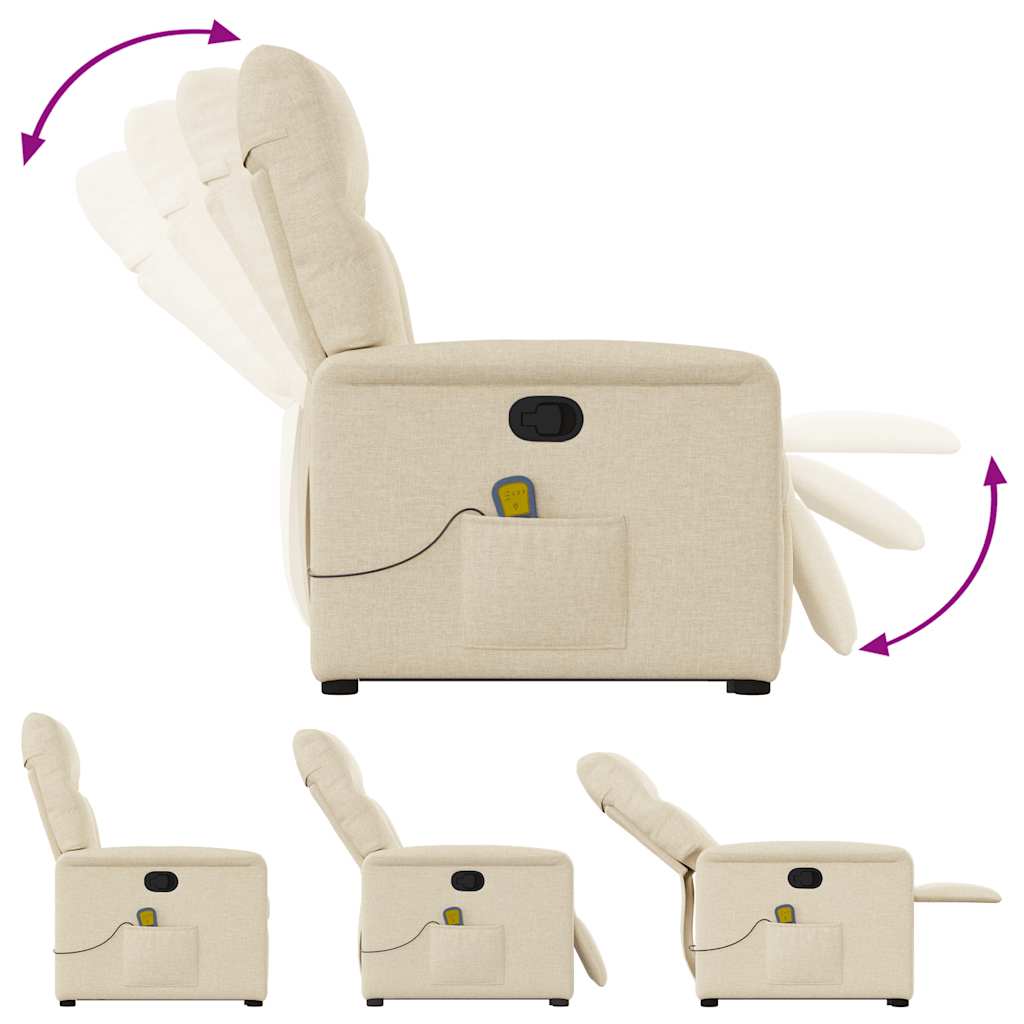 vidaXL Massagesessel mit Aufstehhilfe Creme Stoff