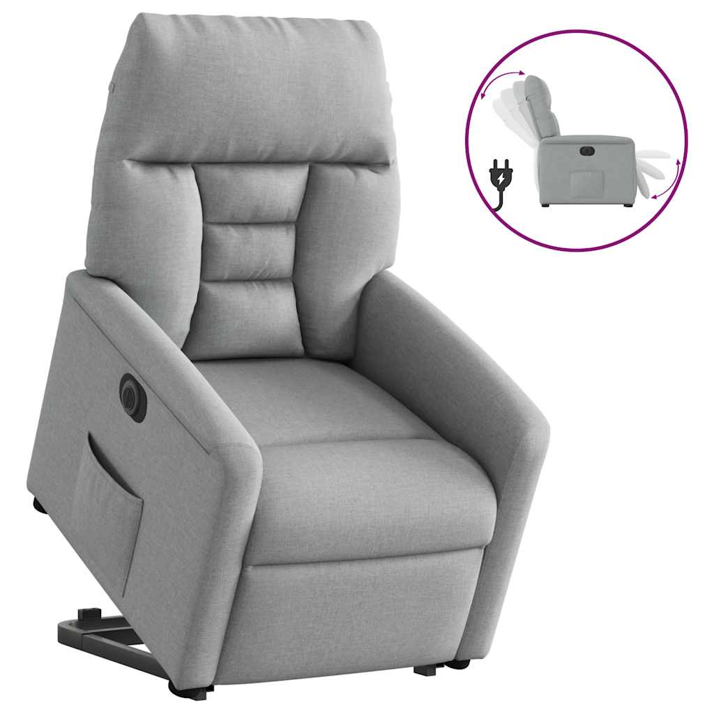 vidaXL Relaxsessel mit Aufstehhilfe Elektrisch Hellgrau Stoff