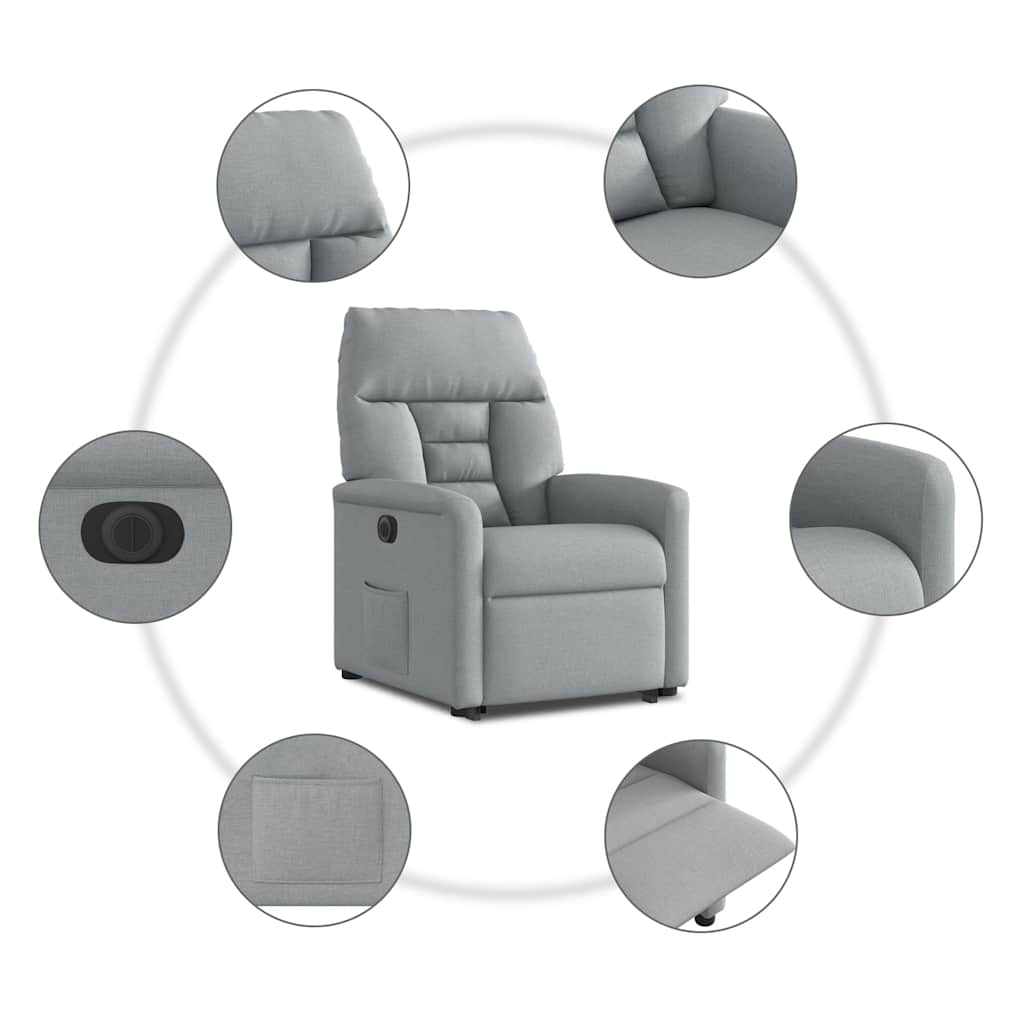 vidaXL Relaxsessel mit Aufstehhilfe Elektrisch Hellgrau Stoff