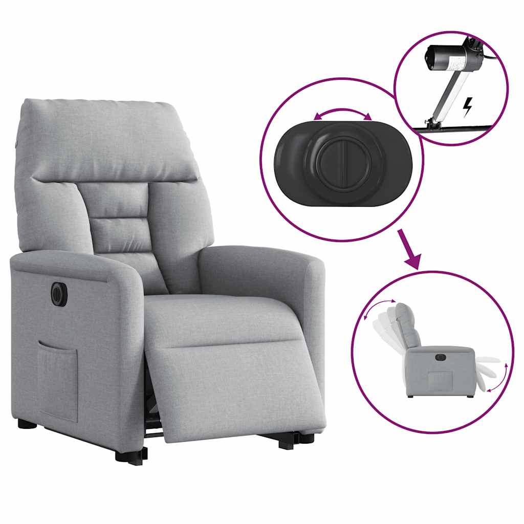 vidaXL Relaxsessel mit Aufstehhilfe Elektrisch Hellgrau Stoff