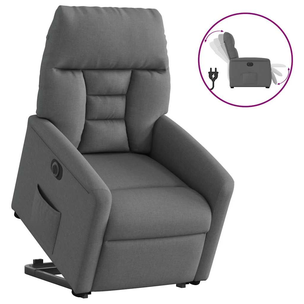 vidaXL Relaxsessel mit Aufstehhilfe Elektrisch Dunkelgrau Stoff
