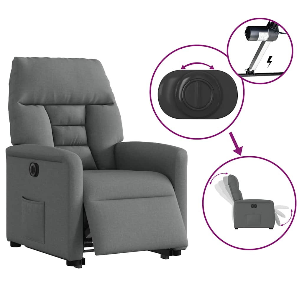 vidaXL Relaxsessel mit Aufstehhilfe Elektrisch Dunkelgrau Stoff