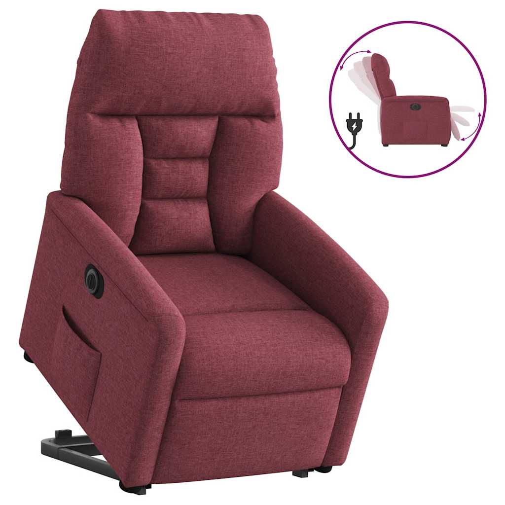 vidaXL Relaxsessel mit Aufstehhilfe Elektrisch Weinrot Stoff