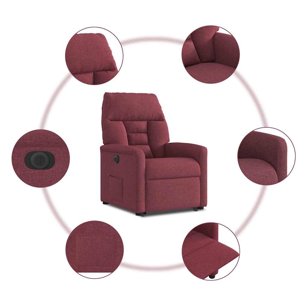 vidaXL Relaxsessel mit Aufstehhilfe Elektrisch Weinrot Stoff