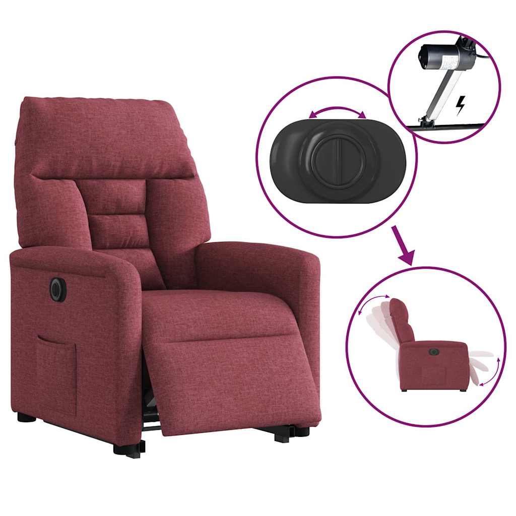vidaXL Relaxsessel mit Aufstehhilfe Elektrisch Weinrot Stoff