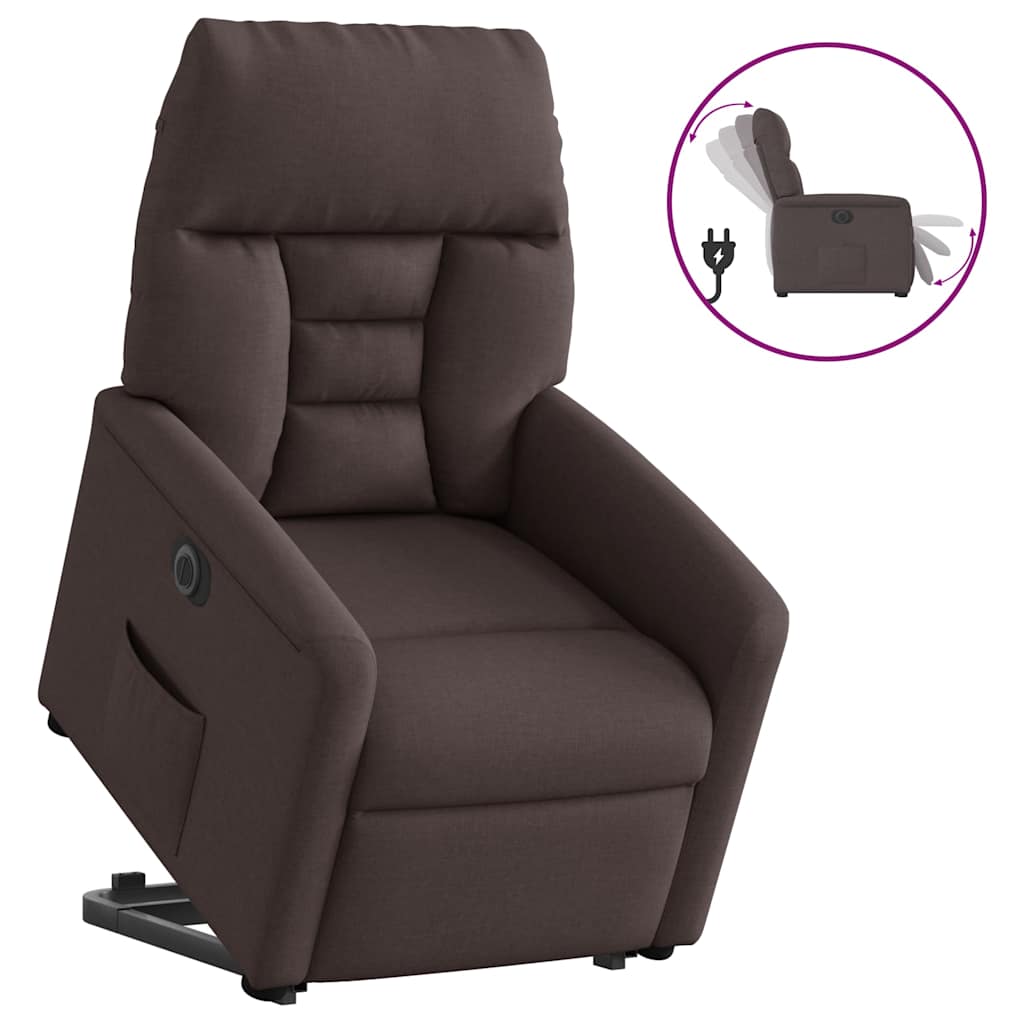 vidaXL Relaxsessel mit Aufstehhilfe Elektrisch Dunkelbraun Stoff
