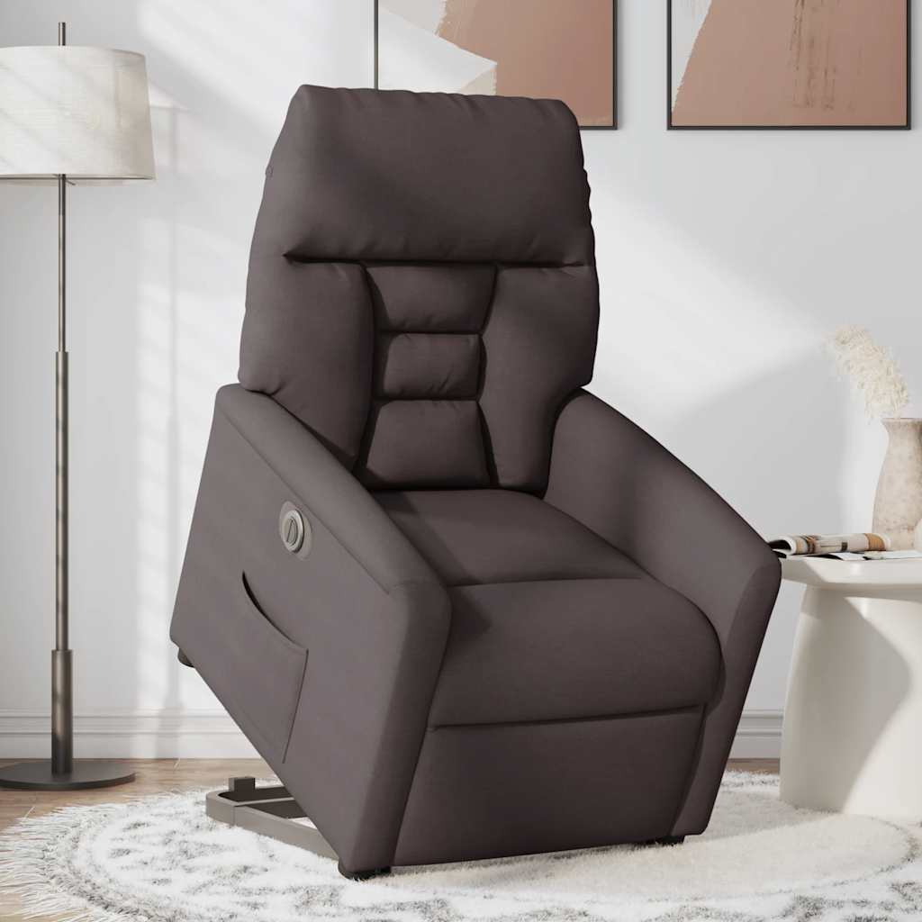 vidaXL Relaxsessel mit Aufstehhilfe Elektrisch Dunkelbraun Stoff
