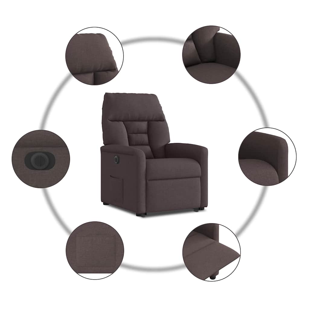 vidaXL Relaxsessel mit Aufstehhilfe Elektrisch Dunkelbraun Stoff