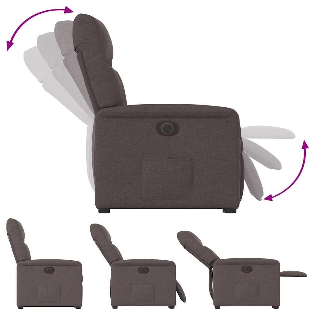 vidaXL Relaxsessel mit Aufstehhilfe Elektrisch Dunkelbraun Stoff