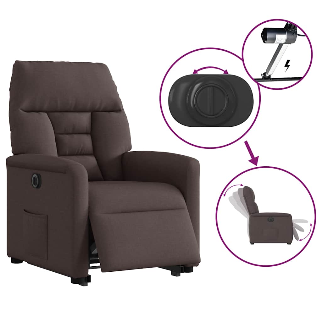 vidaXL Relaxsessel mit Aufstehhilfe Elektrisch Dunkelbraun Stoff