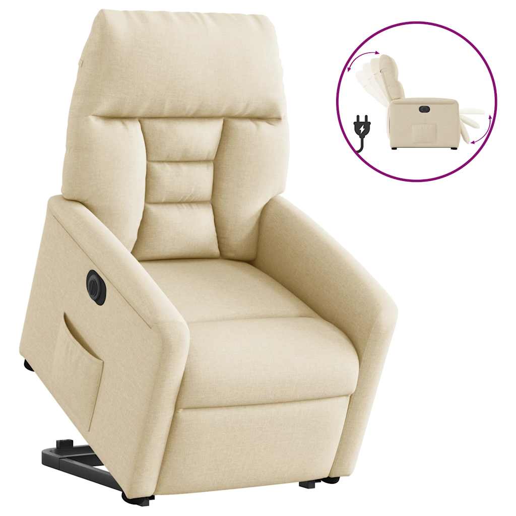 vidaXL Relaxsessel mit Aufstehhilfe Elektrisch Creme Stoff