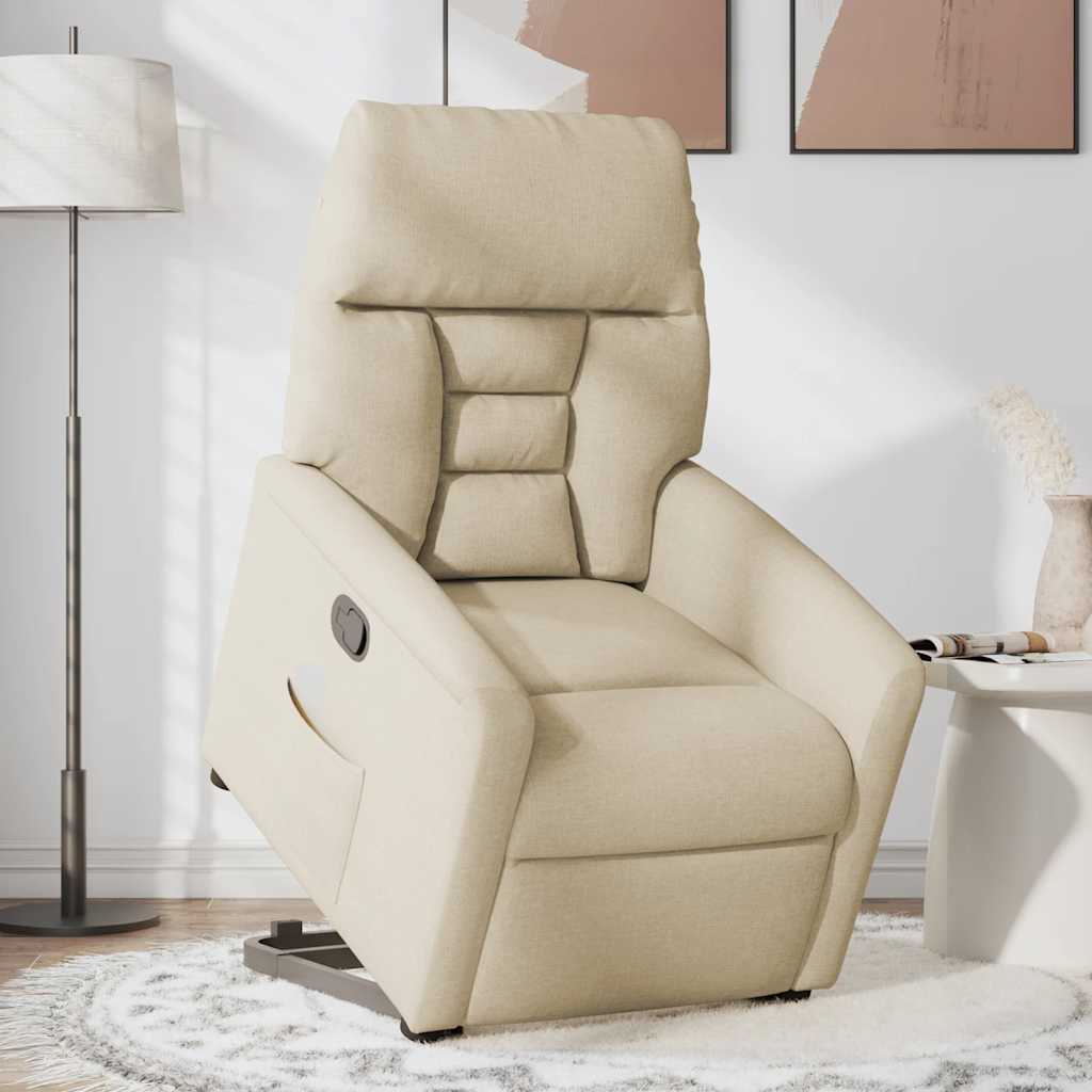 vidaXL Relaxsessel mit Aufstehhilfe Elektrisch Creme Stoff