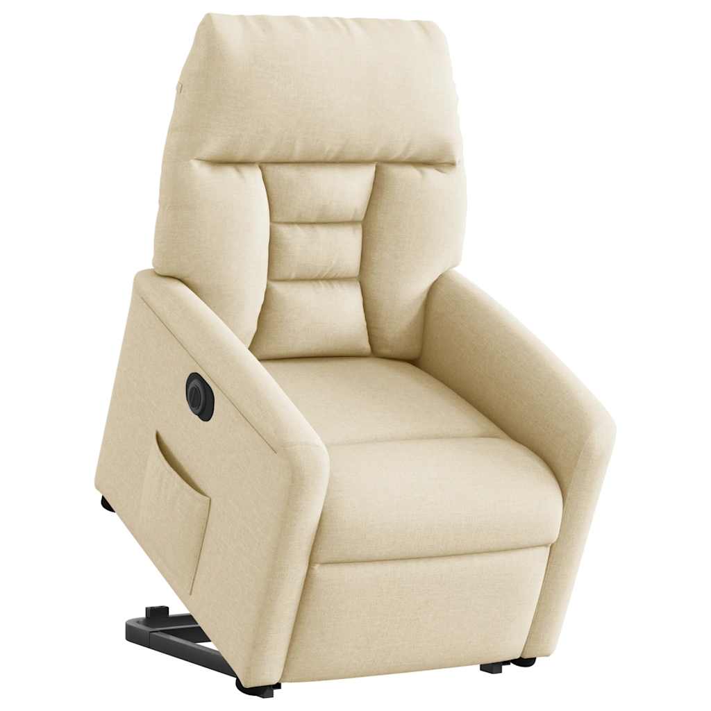 vidaXL Relaxsessel mit Aufstehhilfe Elektrisch Creme Stoff