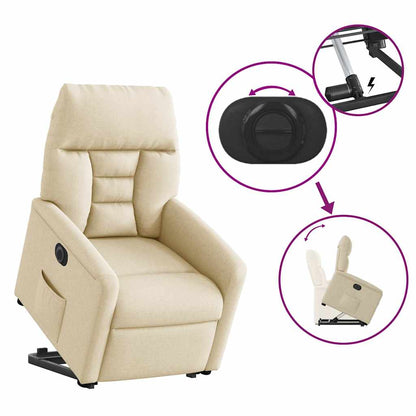vidaXL Relaxsessel mit Aufstehhilfe Elektrisch Creme Stoff