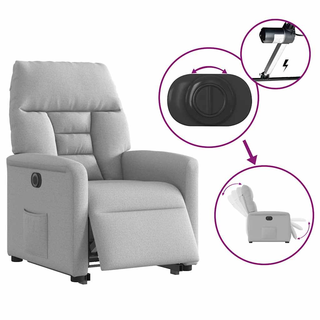 vidaXL Fauteuil releveur électrique gris nuage en tissu