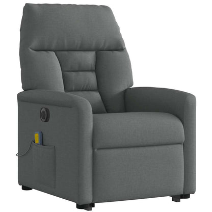 vidaXL Elektrischer Massagesessel mit Aufstehhilfe Dunkelgrau Stoff
