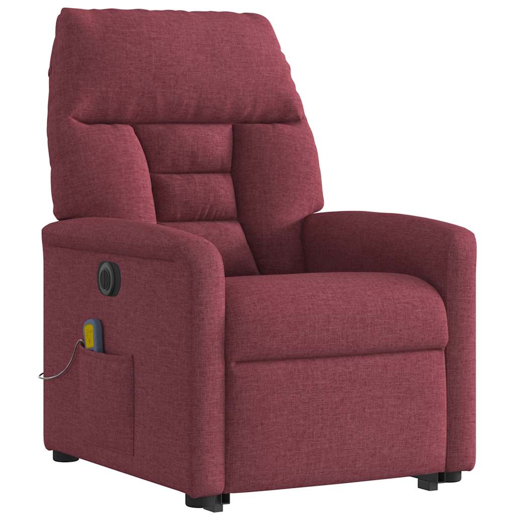 vidaXL Elektrischer Massagesessel mit Aufstehhilfe Weinrot Stoff