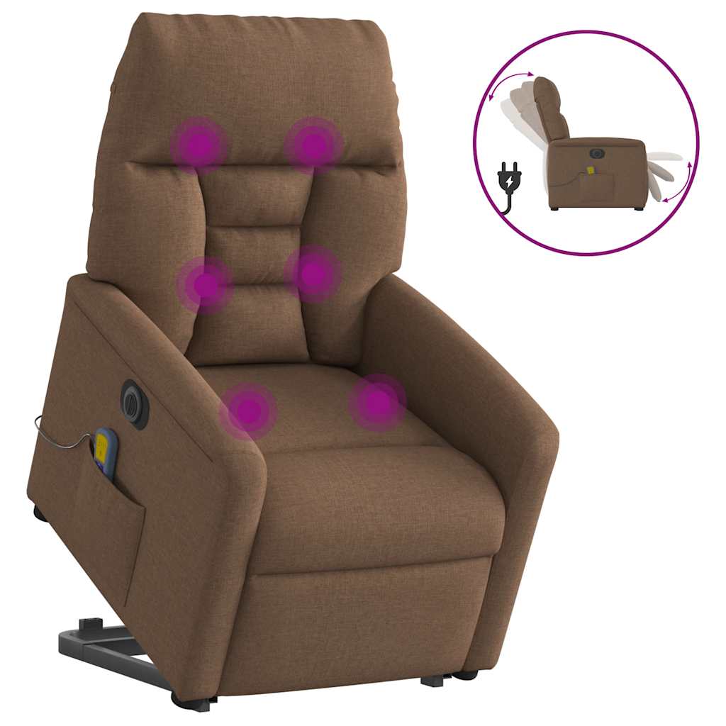 vidaXL Fauteuil de massage électrique releveur en tissu marron