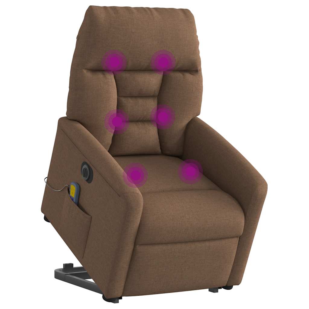 vidaXL Fauteuil de massage électrique releveur en tissu marron