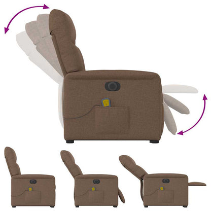 vidaXL Fauteuil de massage électrique releveur en tissu marron