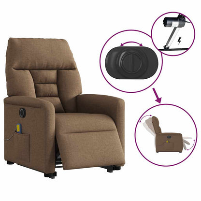 vidaXL Fauteuil de massage électrique releveur en tissu marron