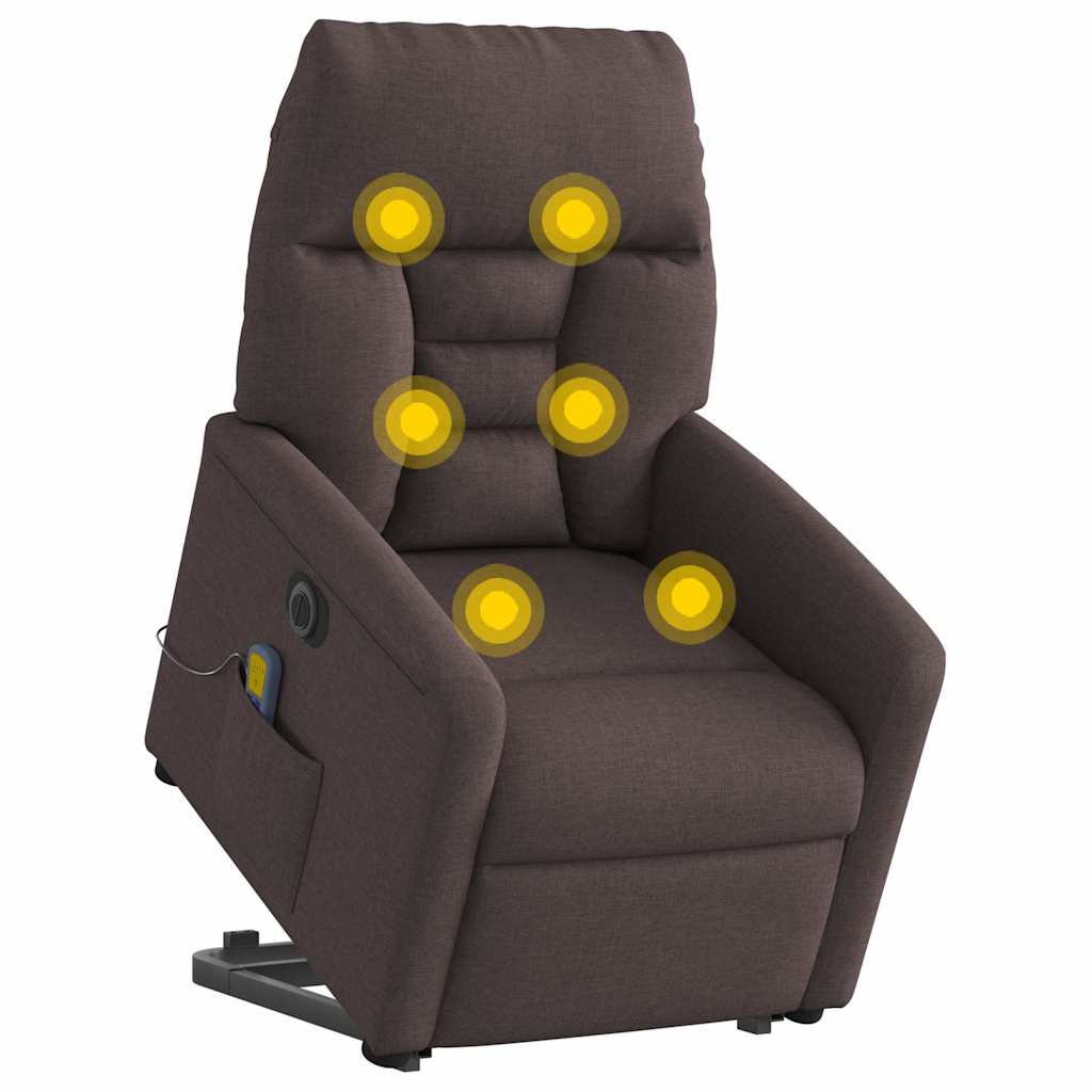 vidaXL Fauteuil de massage électrique releveur tissu marron foncé