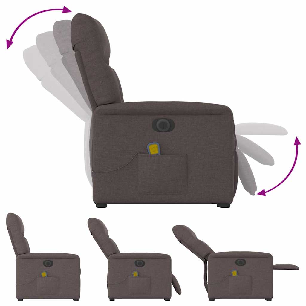 vidaXL Fauteuil de massage électrique releveur tissu marron foncé