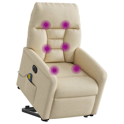 vidaXL Elektrischer Massagesessel mit Aufstehhilfe Creme Stoff