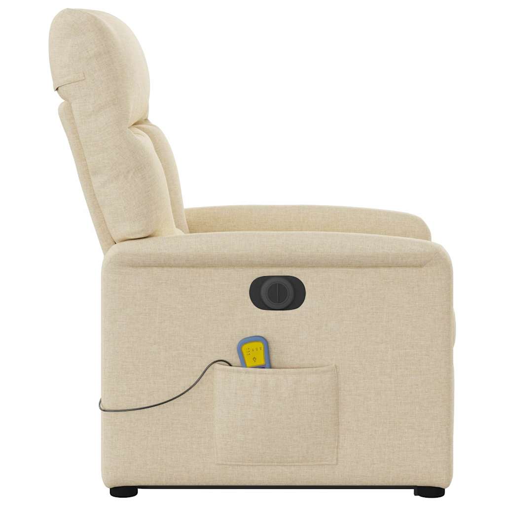vidaXL Elektrischer Massagesessel mit Aufstehhilfe Creme Stoff