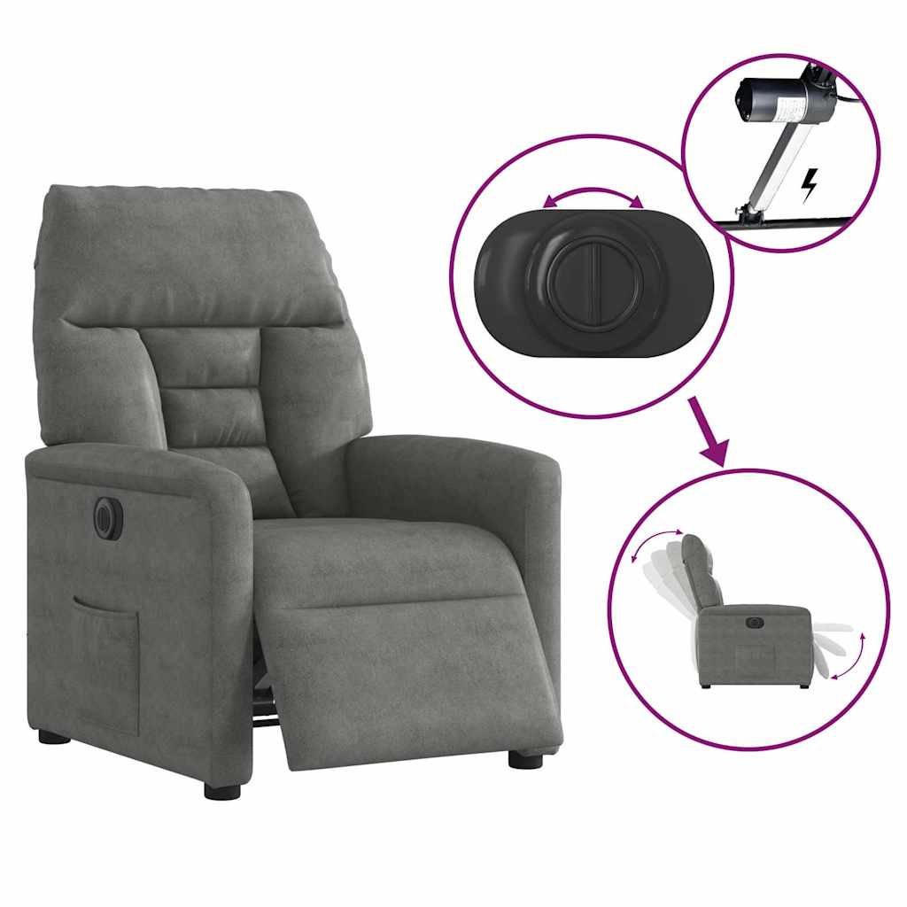 vidaXL Relaxsessel Elektrisch Dunkelgrau Mikrofasergewebe