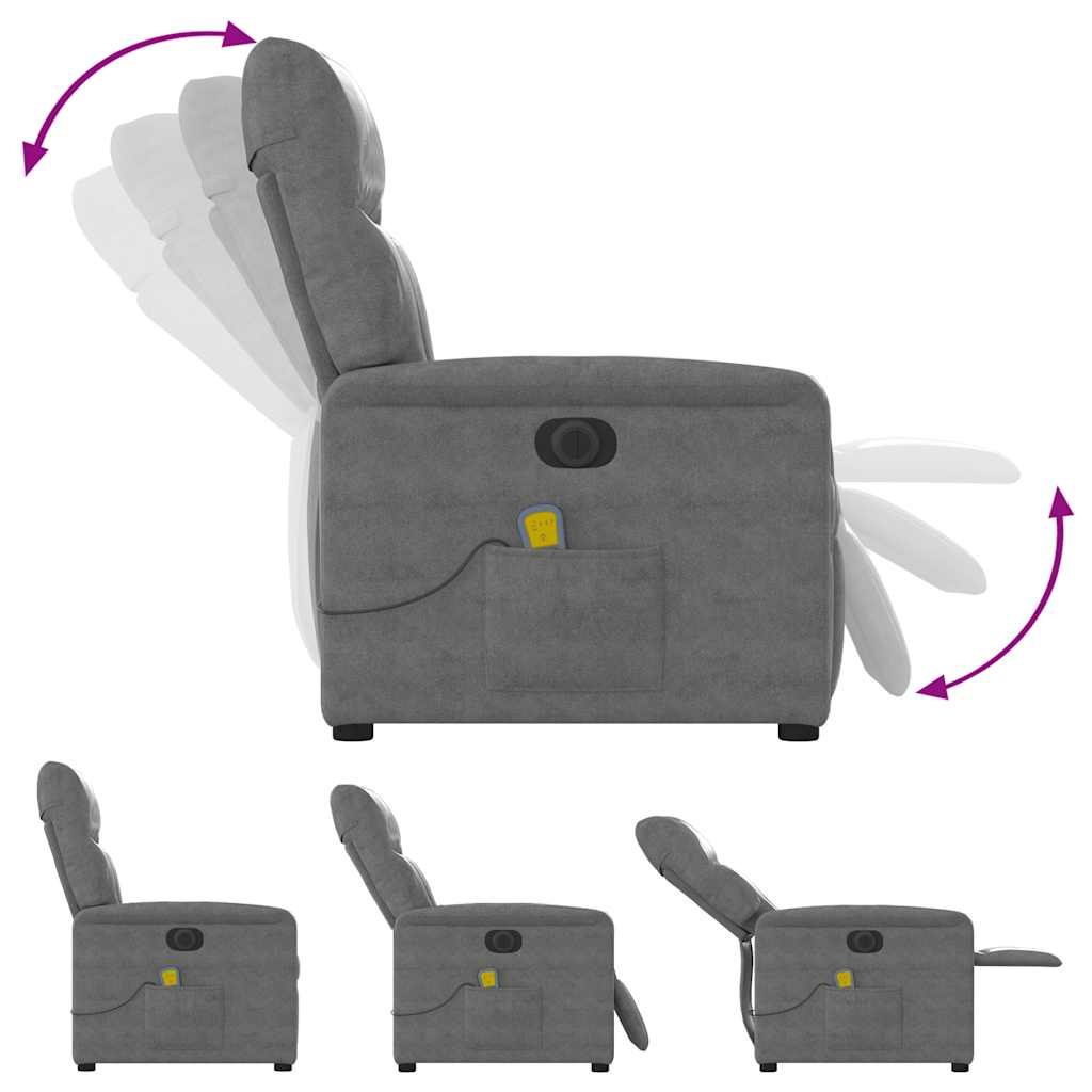 vidaXL Massagesessel Elektrisch Dunkelgrau Mikrofasergewebe