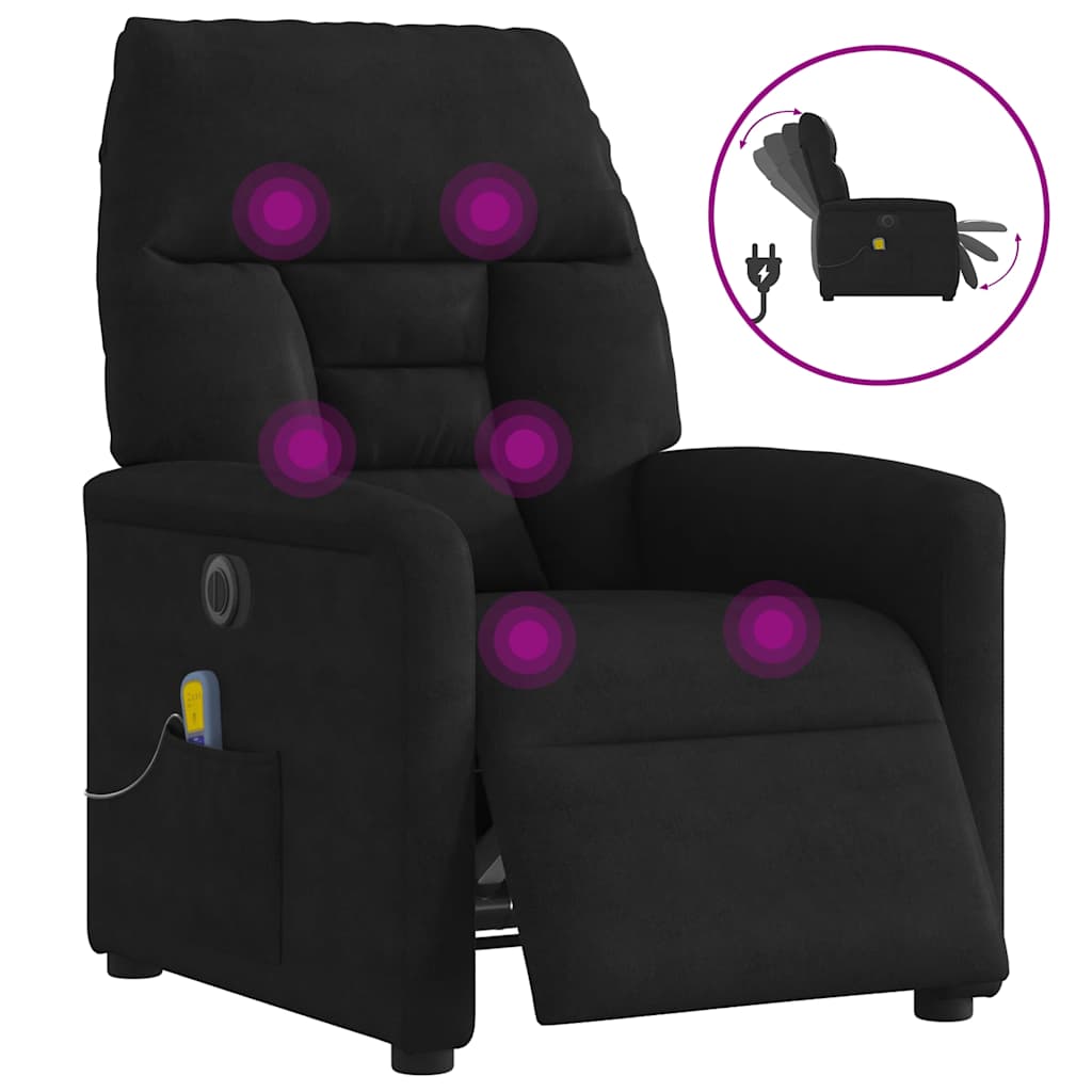 vidaXL Massagesessel Elektrisch Schwarz Mikrofasergewebe