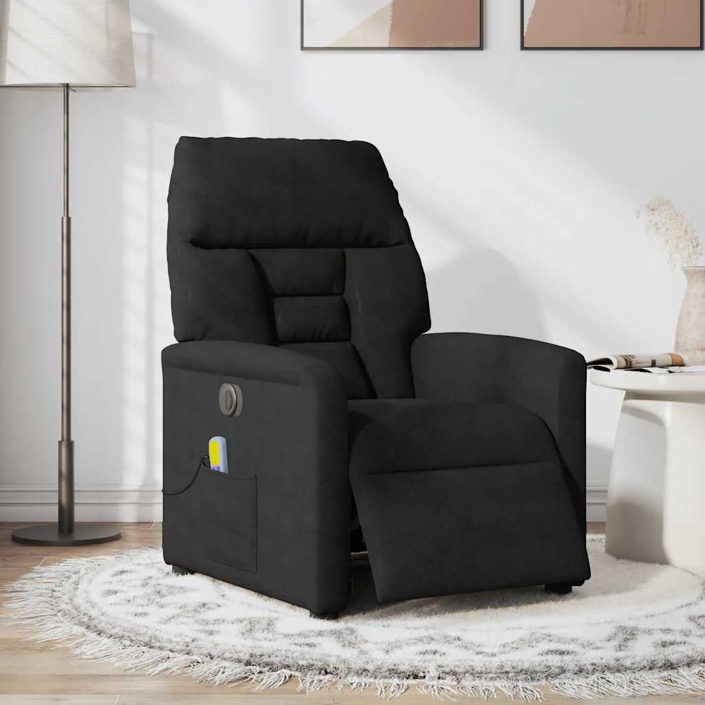 vidaXL Massagesessel Elektrisch Schwarz Mikrofasergewebe