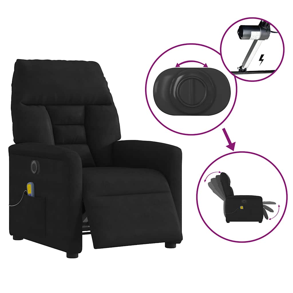 vidaXL Massagesessel Elektrisch Schwarz Mikrofasergewebe
