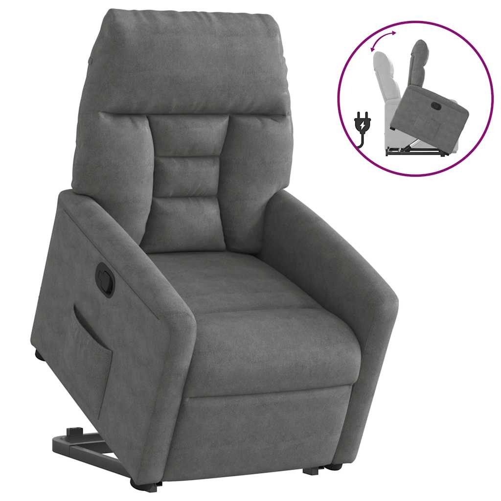 vidaXL Relaxsessel mit Aufstehhilfe Dunkelgrau Mikrofasergewebe