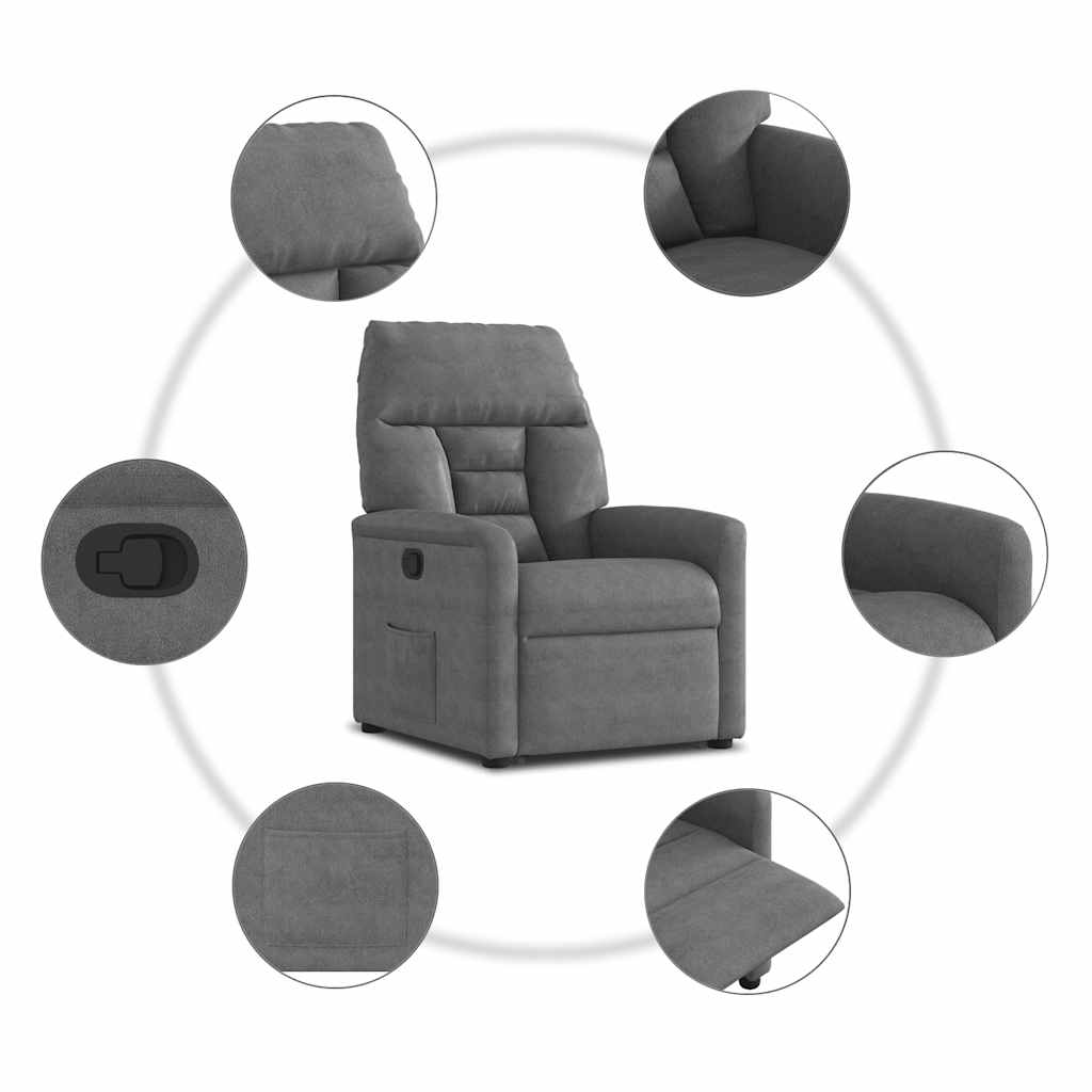 vidaXL Relaxsessel mit Aufstehhilfe Dunkelgrau Mikrofasergewebe